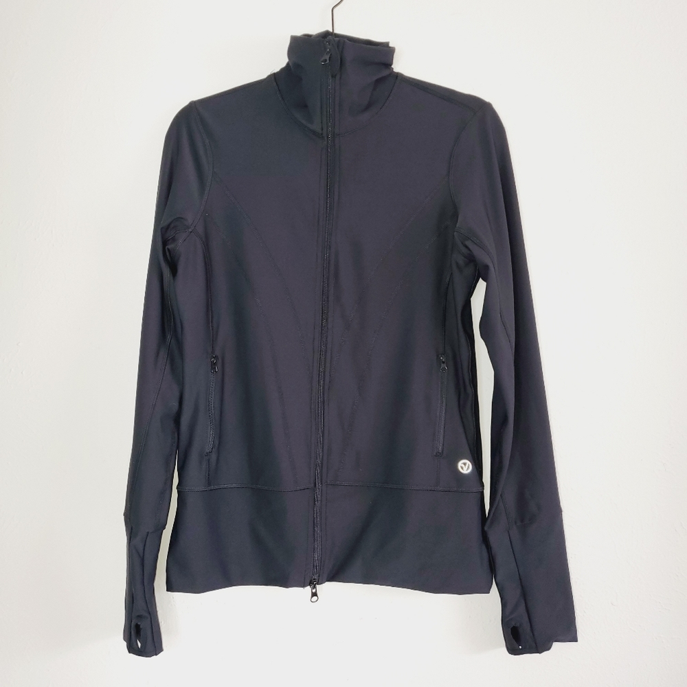 Vogo high neck black zip workout track jacket‎ Womens Small